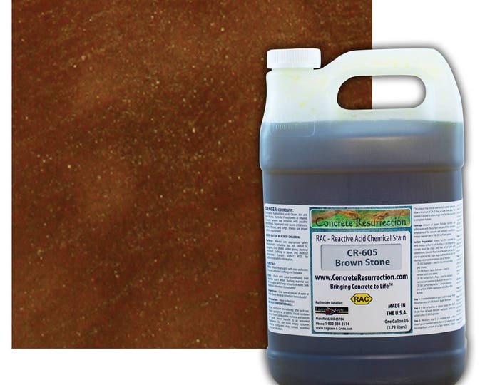 Concrete Stain Professional Easy to Use Acid Stain - Covers  100-400sq ft  Creates Beautiful Highs and Lows Brown Stone (True Brown)