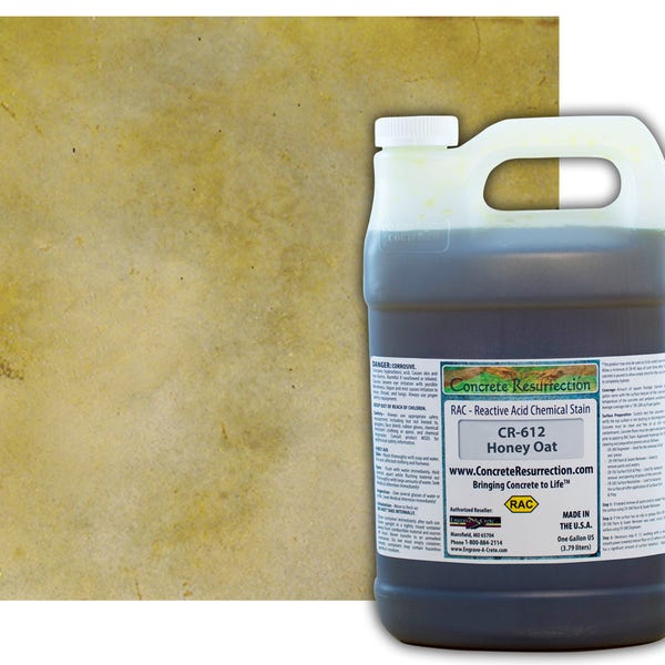 Concrete Stain Professional Easy to Use Acid Stain - Covers  100-400sq ft  Creates Beautiful Highs and Lows Honey Oat (Cool Beige w/Yellow)