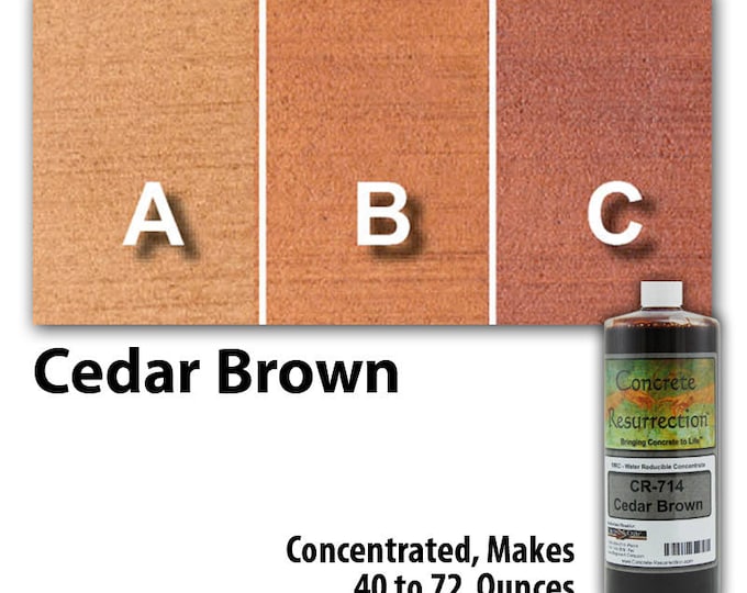 Water Based Concentrated Concrete Stain 8oz Bottle - Cedar Brown Interior or Exterior, Commercial or Residential, Free Shipping, UV Stable