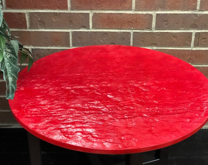 Stone Textured Concrete Lazy Susan - Red
