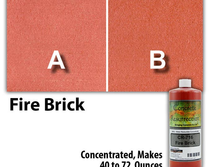 Water Based Concentrated Concrete Stain 8oz Bottle - Fire Brick Interior or Exterior, Commercial or Residential, Free Shipping, UV Stable