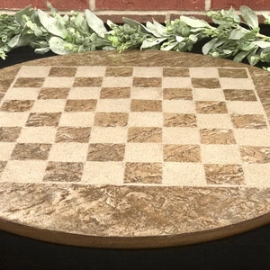 Stone Textured Concrete Rotating Chessboard/Checkerboard for Interior or Exterior Use