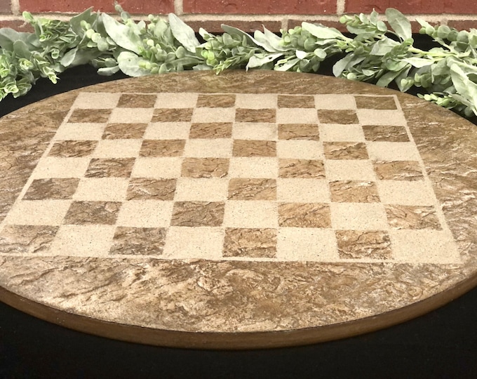 Stone Textured Concrete Rotating Chessboard/Checkerboard for Interior or Exterior Use