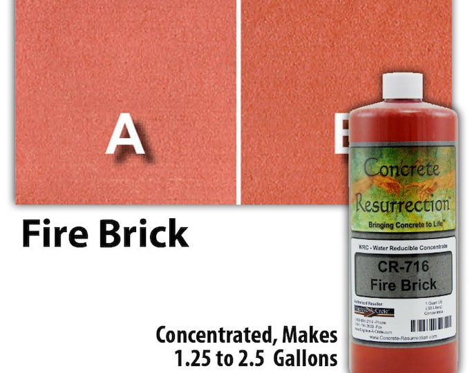 Water Based Concentrated Concrete Stain 32oz Bottle - Fire Brick Interior or Exterior, Commercial or Residential, Free Shipping, UV Stable