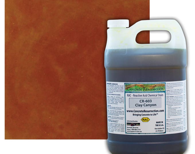 Concrete Stain Professional Easy to Use Acid Stain - Covers  100-400sq ft  Creates Beautiful Highs and Lows  Clay Canyon (Organish/Red)