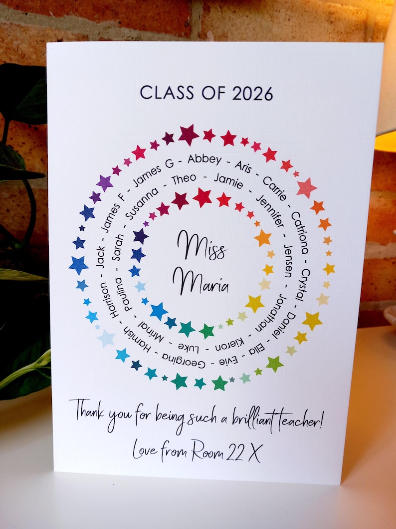 Thank You Teacher Card • Personalised Class Present Group Gift • Leaving Teacher Appreciation Nursery Whole Class Gift, Circle Class of 2026 bild 16