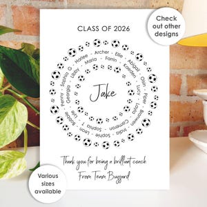 Thank You Teacher Card • Personalised Class Present Group Gift • Leaving Teacher Appreciation Nursery Whole Class Gift, Circle Class of 2026 Footballs