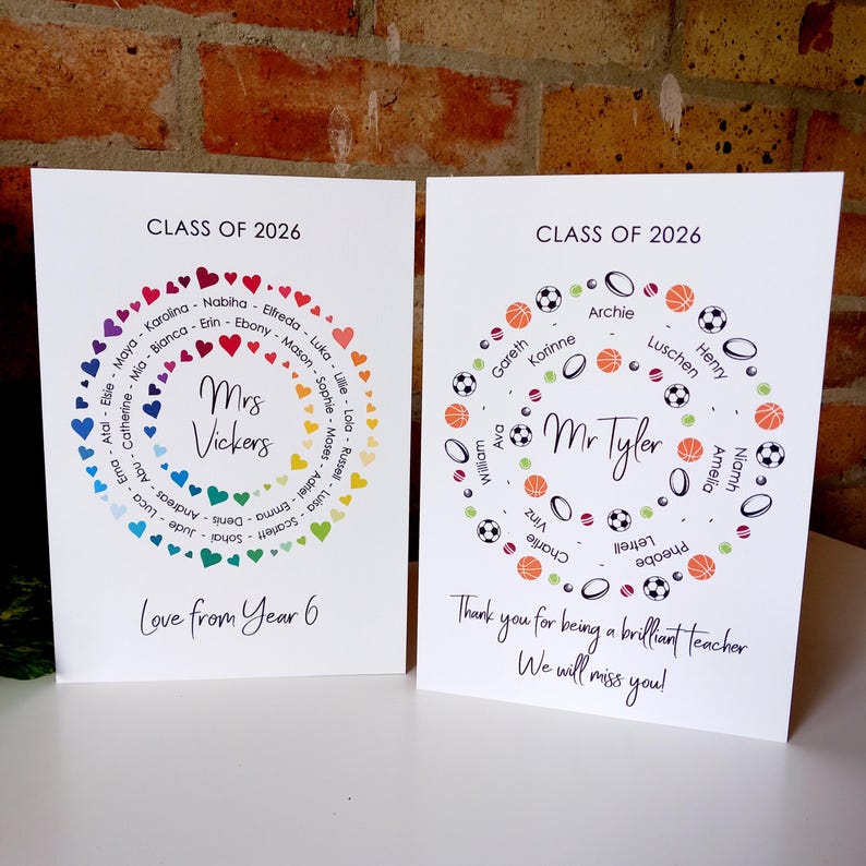 Thank You Teacher Card • Personalised Class Present Group Gift • Leaving Teacher Appreciation Nursery Whole Class Gift, Circle Class of 2026 bild 7