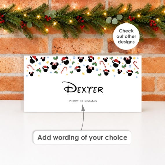 Personalised Disney Christmas Money Envelope • Gift Voucher Envelope Surprise Holiday Ticket or Cash Card Disneyland Paris Disney World Trip