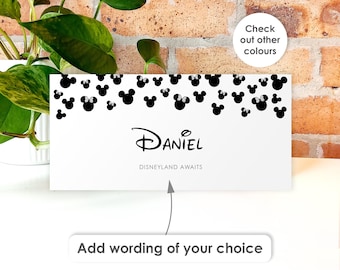 Personalised Disney Style Money Wallet • Disneyland Holiday Gift Voucher Envelope, Disney World Spending Money Holder Magical Trip Paris
