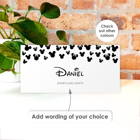 Personalised Disney Style Money Wallet • Disneyland Holiday Gift Voucher Envelope, Disney World Spending Money Holder Birthday Trip Paris