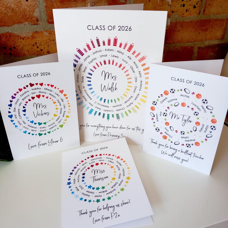 Thank You Teacher Card • Personalised Class Present Group Gift • Leaving Teacher Appreciation Nursery Whole Class Gift, Circle Class of 2026 bild 6