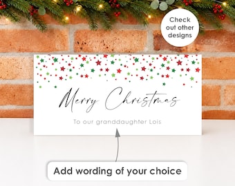 Personalised Christmas Money Wallet • Christmas Gift Card Holder • Voucher Envelope for Kids, Mum, Dad, Him, Her, Couples Stars Snowflake