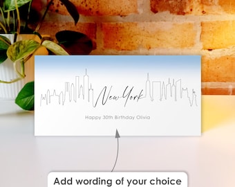 Personalised New York Money Wallet • NYC Holiday Gift Voucher Holder • New York Skyline Dollar Wallet for Trips, Birthday & Broadway Tickets