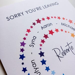 Personalised Sorry You're Leaving, New Job Leaving Card, On Your Retirement, Good Luck, You'll Be Missed Large card A4 Colleague Group Gift image 9