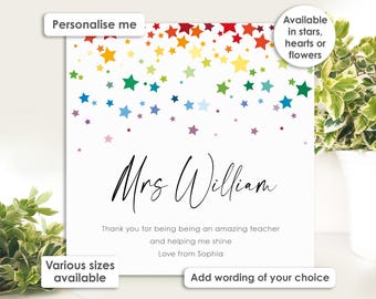 Thank You Teacher Card – Personalised Class of 2026 Present Gift – Leaving, Retirement, Appreciation Childminder TA Custom Music Sport Team