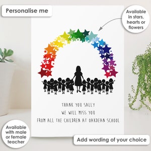 Personalised Thank You Teacher Card Thankyou Class Gift End Of Term Personalised Teacher Gift School Leaving Card Retirement, Class of 2024