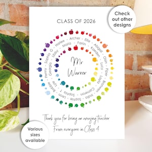 Thank You Teacher Card • Personalised Class Present Group Gift • Leaving Teacher Appreciation Nursery Whole Class Gift, Circle Class of 2026 Apples