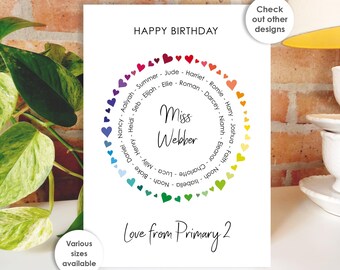 Large Birthday Card • Personalised Office Gift, Teacher, Colleague, Friends, Coach, Group gift large card A5 A4 Special Birthday 40th 50th