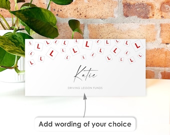 Personalised Driving Lesson Money Wallet Gift Voucher • New Driver Learner Cash Holder • Learn to Drive 17th Birthday Driving Funds Gift