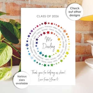 Thank You Teacher Card • Personalised Class Present Group Gift • Leaving Teacher Appreciation Nursery Whole Class Gift, Circle Class of 2026