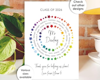 Thank You Teacher Card – Personalised Class Present Group Gift – Leaving, Retirement, Appreciation – Whole Class Gift | Circle Class of 2026