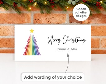 Personalised Christmas Money Wallet • Christmas Card Voucher Envelope for Kids, Mum, Dad, Him, Her, Cash Gift Modern Rainbow Design