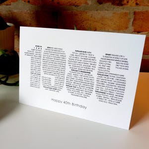 40th Birthday Card Born in 1986 • Custom 40th Personalised Keepsake Print for Him Her • Facts Unique Gift Son Daughter Husband Wife Brother image 4