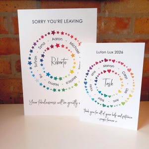 Personalised Sorry You're Leaving, New Job Leaving Card, On Your Retirement, Good Luck, You'll Be Missed Large card A4 Colleague Group Gift image 6