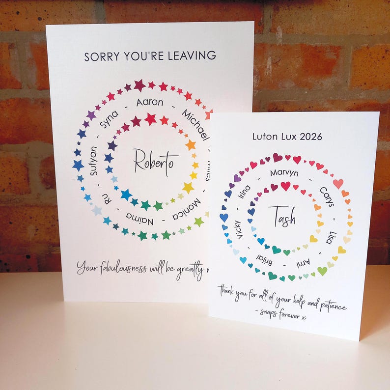 Personalised Sorry You're Leaving, New Job Leaving Card, On Your Retirement, Good Luck, You'll Be Missed Large card A4 Colleague Group Gift image 6