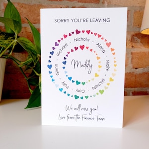 Personalised Sorry You're Leaving, New Job Leaving Card, On Your Retirement, Good Luck, You'll Be Missed Large card A4 Colleague Group Gift image 5