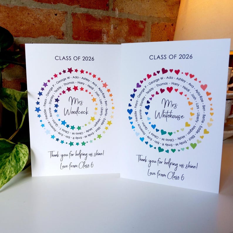 Thank You Teacher Card • Personalised Class Present Group Gift • Leaving Teacher Appreciation Nursery Whole Class Gift, Circle Class of 2026 bild 2