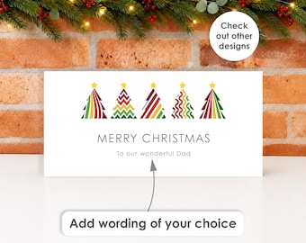 Christmas Money Envelope • Personalised Money Wallet Gift Card Holder for Kids, Couple, Mum, Dad, Him, Her Xmas Voucher Envelope Modern TREE