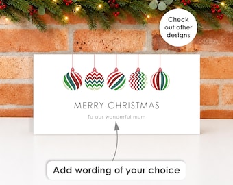 Personalised Christmas Money Envelope • Gift Card Holder for Couples, Him & Her Xmas Voucher Money Wallet Personalised Modern Design BAUBLE