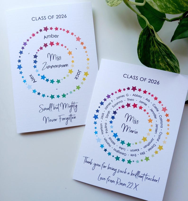 Thank You Teacher Card • Personalised Class Present Group Gift • Leaving Teacher Appreciation Nursery Whole Class Gift, Circle Class of 2026 bild 18