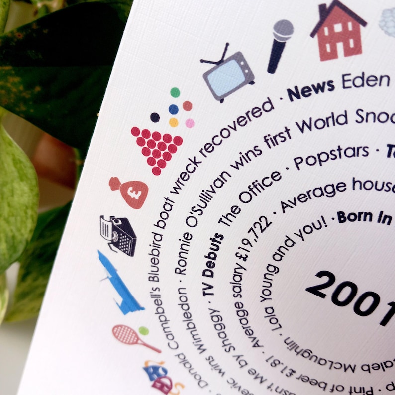 Carte ou impression personnalisée pour le 25e anniversaire • Faits sur l'année 2001 • Cadeau de 25 ans pour un ami, fils, fille nièce neveu • Cadeau de 25 ans pour lui elle image 5