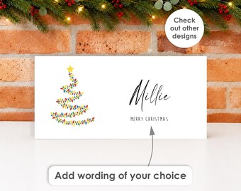 Personalised Christmas Money Envelope • Cash Gift Card Holder Envelope, Christmas Money Holder, Voucher Wallet Christmas Him Her Kids Lights