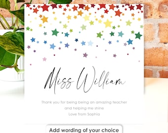Personalised Thank You Teacher Card • Class Gift • Teacher Appreciation Gift, Nursery Teacher Card Music Teacher Drama Sports Coach Football