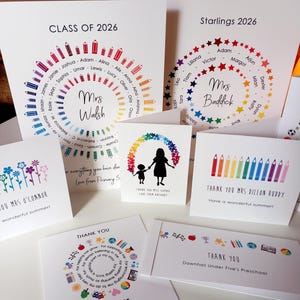 Thank You Teacher Card • Personalised Class Present Group Gift • Leaving Teacher Appreciation Nursery Whole Class Gift, Circle Class of 2026 bild 5