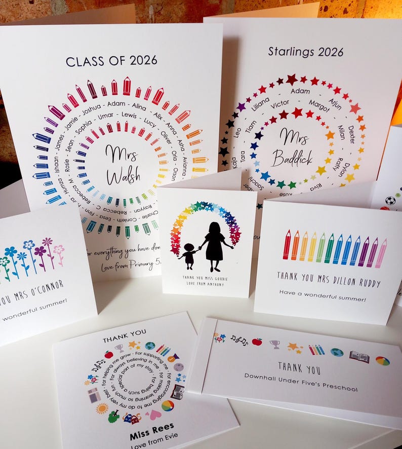 Thank You Teacher Card • Personalised Class Present Group Gift • Leaving Teacher Appreciation Nursery Whole Class Gift, Circle Class of 2026 bild 5