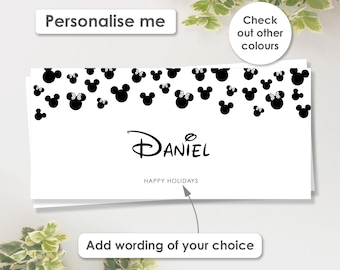 Personalised Disney Money Wallet, Gift Voucher Envelope, Surprise Holiday Tickets or Cash, Disneyland Paris Disney World Trip, Euros Dollars