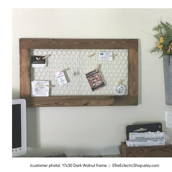 Frame with chicken wire farmhouse living room decor | Nursery decor wall art | Organizer board  | Wooden memo board | Photo display