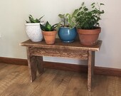 Rustic plant stand wood bench Farmhouse entryway bench Primitive farmhouse front porch plant stand bench Coffee side table