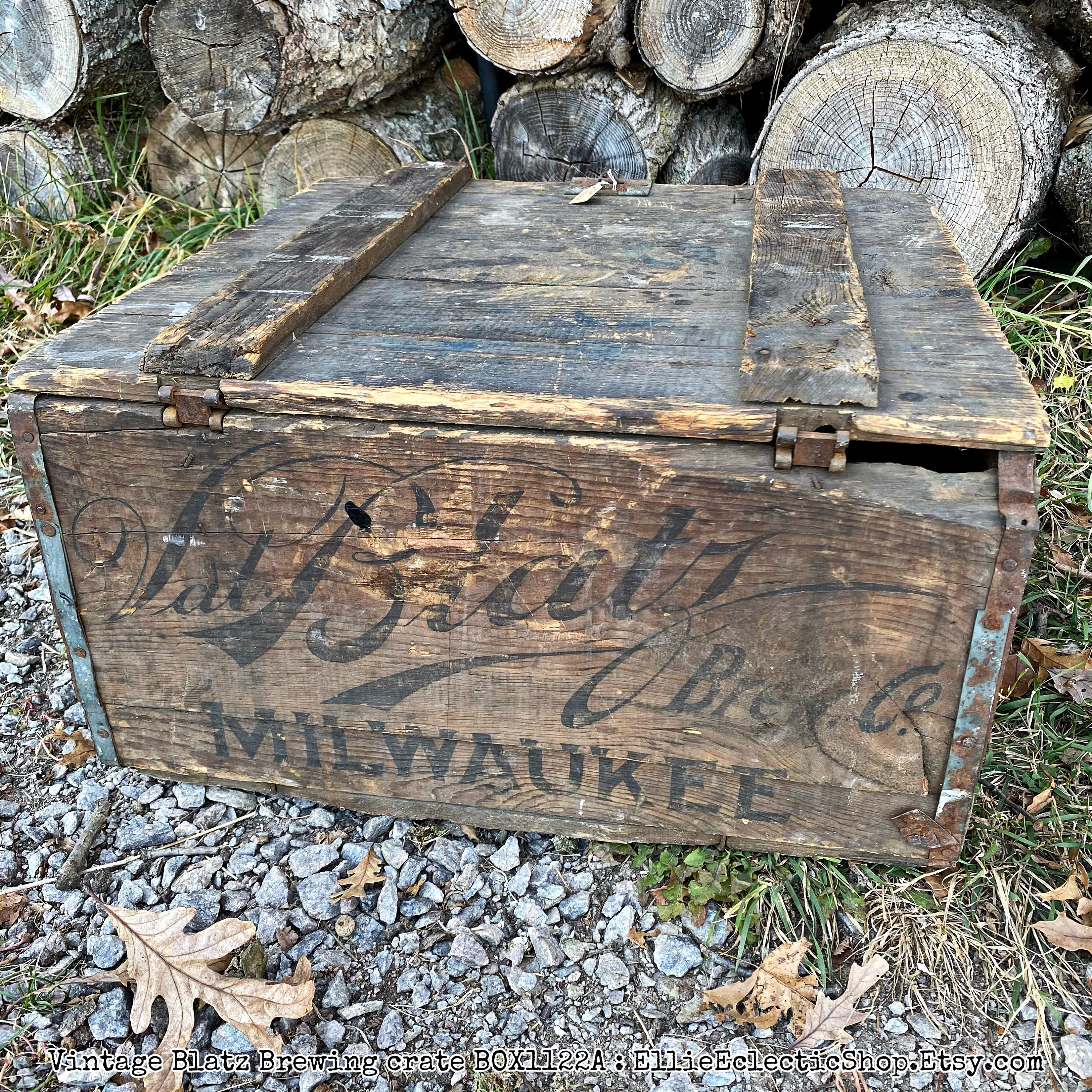 Antique Blatz Brewing Co Wood Box Large Vintage Wooden Crate, Beer  Advertising Crate, Milwaukee Nostalgia 