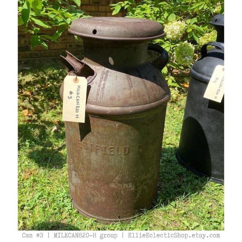 Old milk cans Fall front porch decor Large vintage metal Etsy