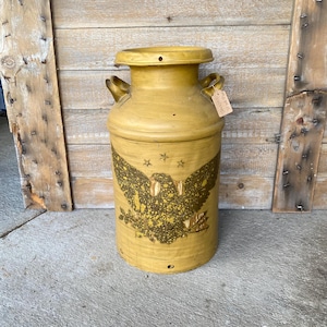 Retro milk can with eagle, Large vintage milk can with lid