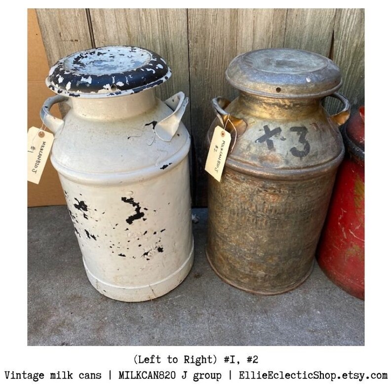 Old milk cans Fall front porch decor Large vintage metal Etsy