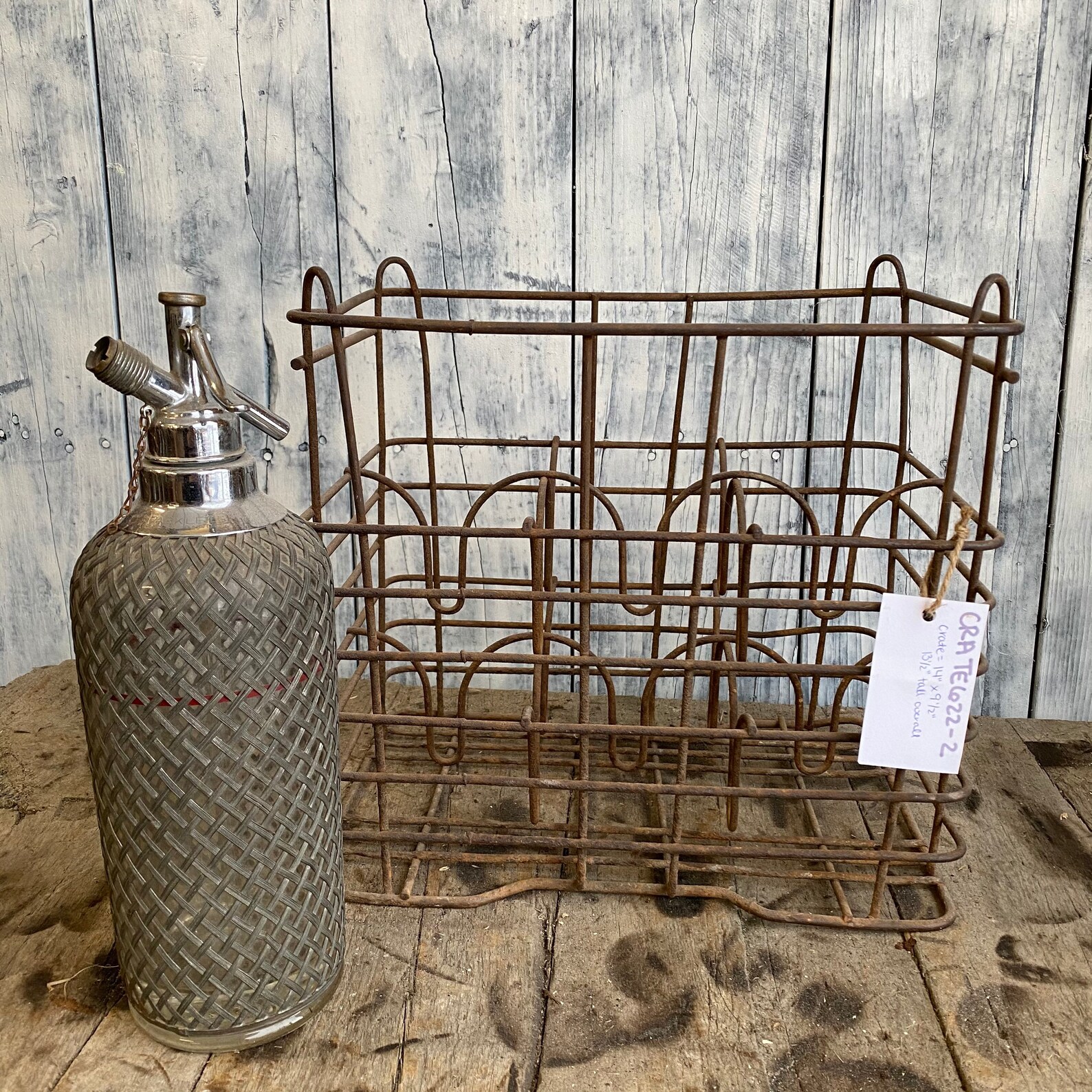 Vintage Seltzer Bottle and Metal Crate Antique Sparklets Etsy