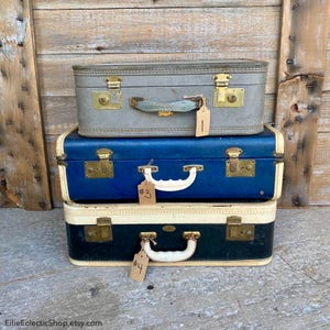 Retro suitcase | Vintage Maximillian blue suitcase, Vintage Allietron suit case luggage