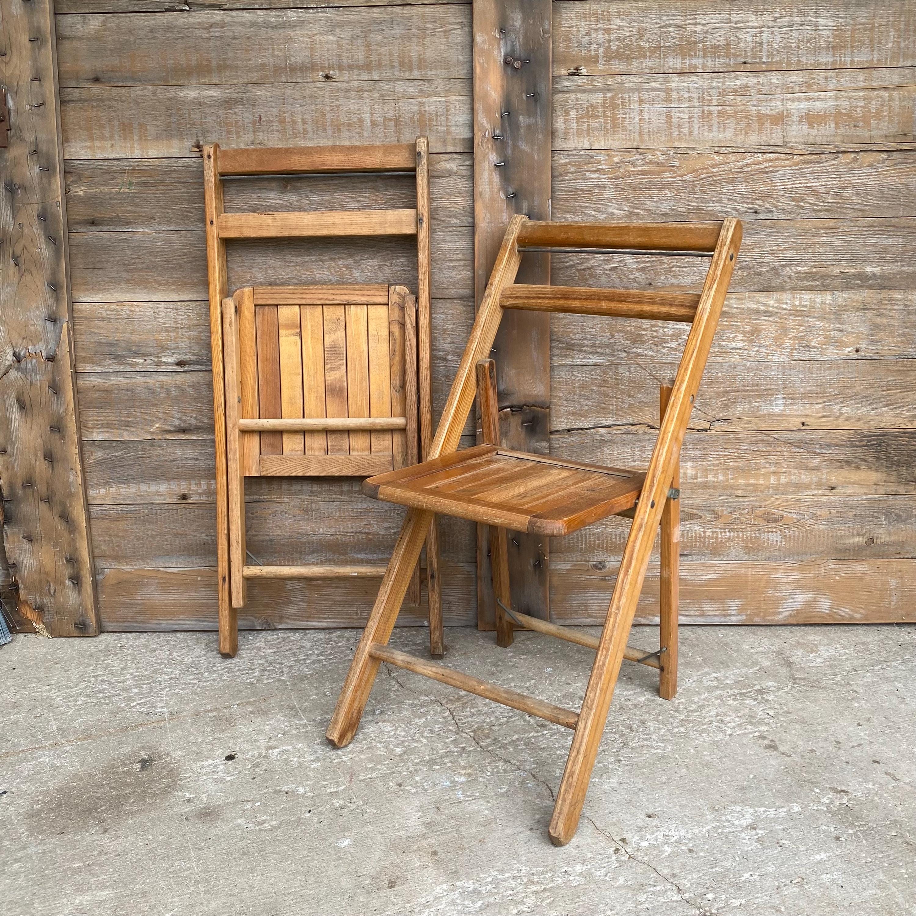 Vintage Wooden Folding Chairs: Bistro Garden Decor, Set of Two - Etsy